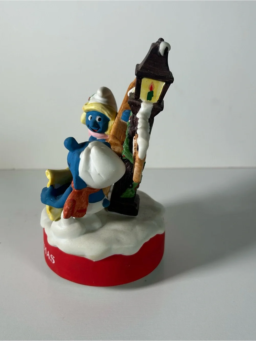 Smurfs Christmas Music Box #7485 Wallace Berrie Peyo Japan Box Vintage 1982